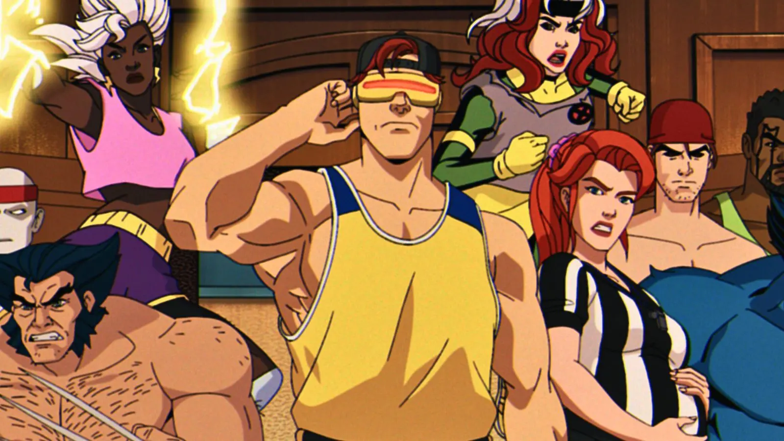 Cyclops, Storm, Wolverine, Rogue, Beast, and Jubilee in X-Men 97.