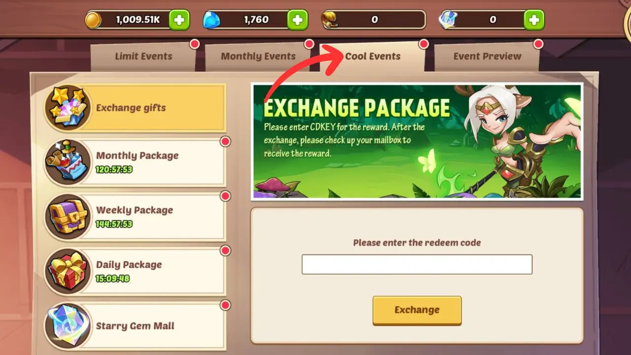 Using gift codes in Idle Heroes