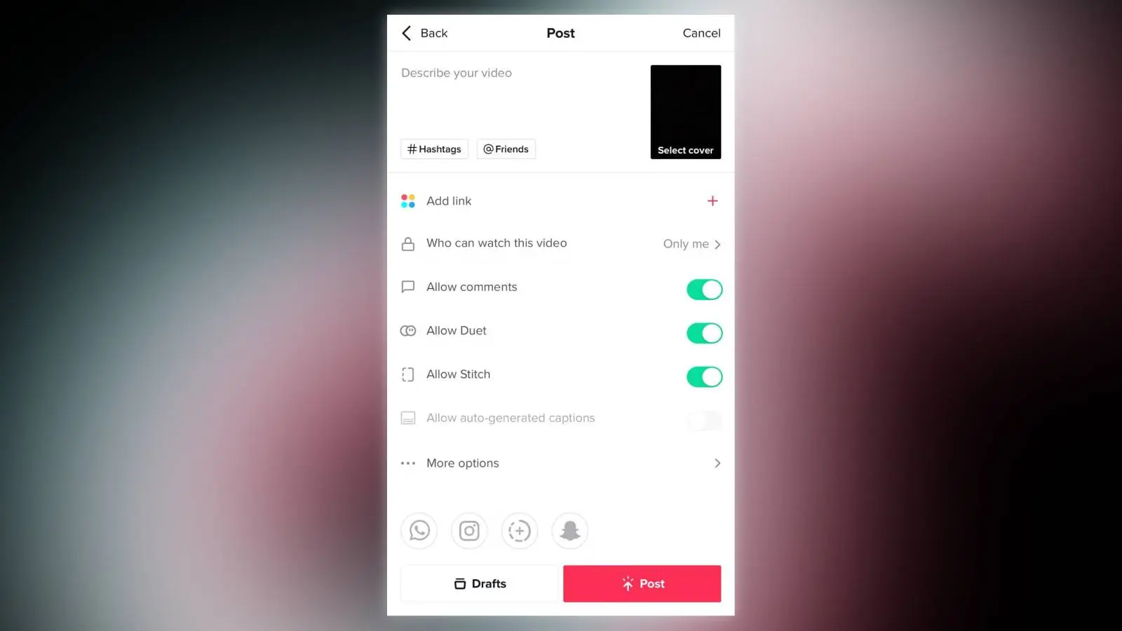 Screenshot of TikTok.