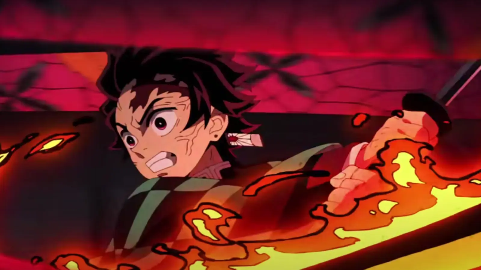 Tanjiro performing Hinokami Kagura in Demon Slayer