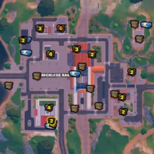 Fortnite Reckless Railways chest spawn locations.