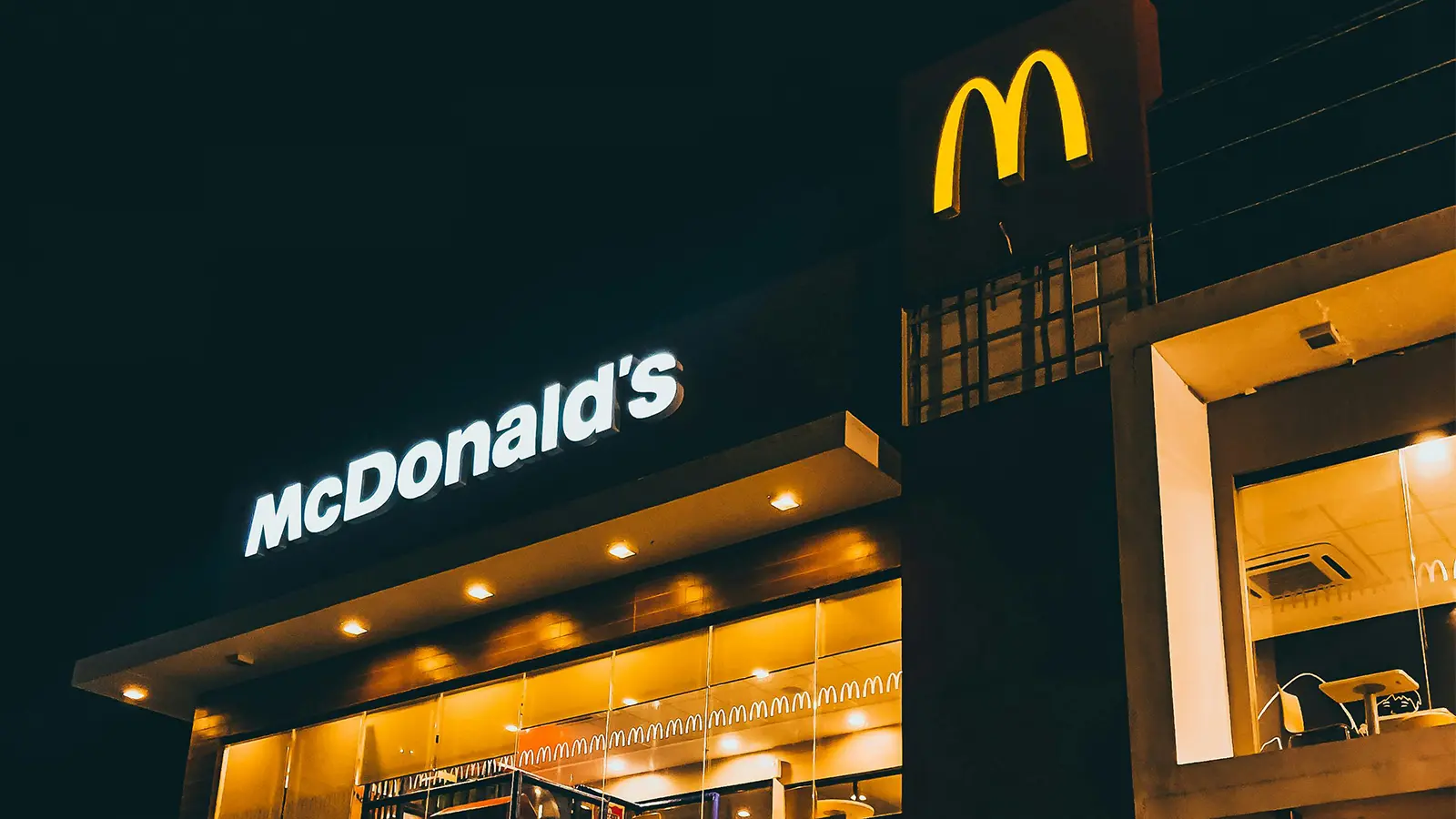 mcdonalds store in the dark with lights on