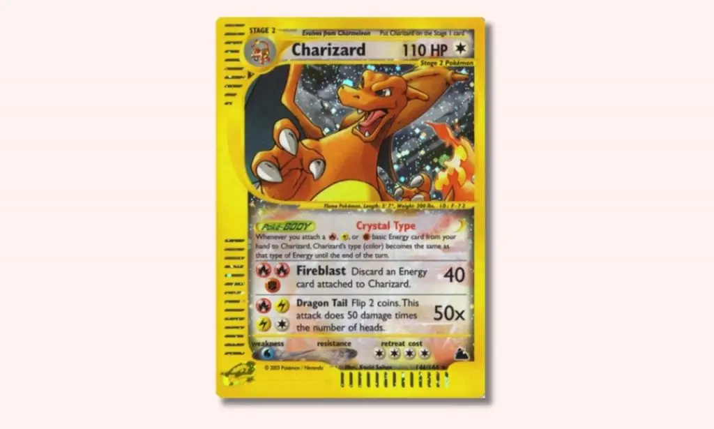 Crystal Charizard holo from Skyridge Pokemon card.