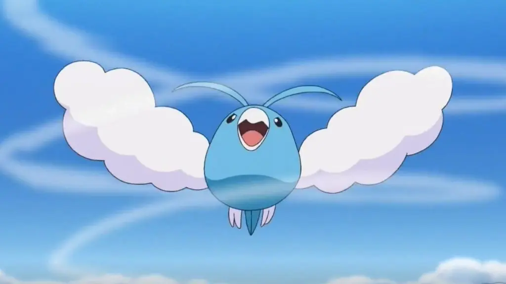 Swablu using Dragon's Breath in Pokemon Journeys anime.