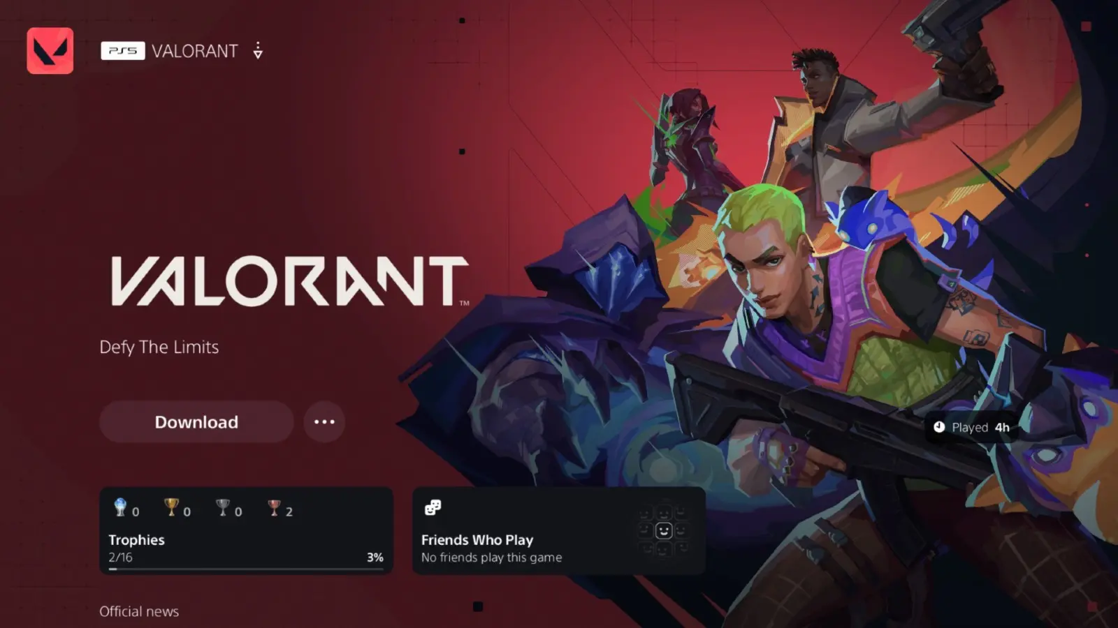 A screenshot of the screen where you can reinstall Valorant on PS5.