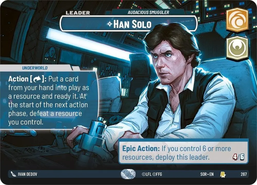 Han Solo Showcase card in Star Wars Unlimited