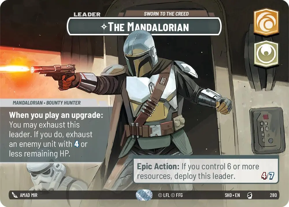 The Mandalorian Showcase card in Star Wars Unlimited