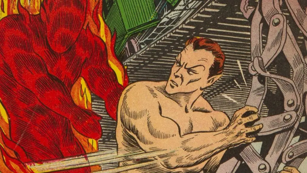 Namor fighting the original Human Torch