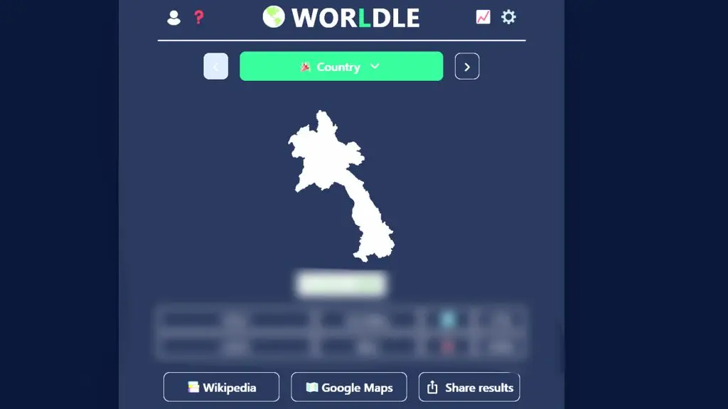 Image of the game board in Worldle