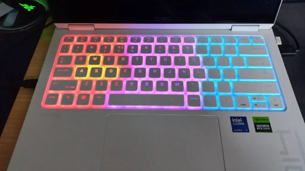 HP Omen Transcend keyboard lit up