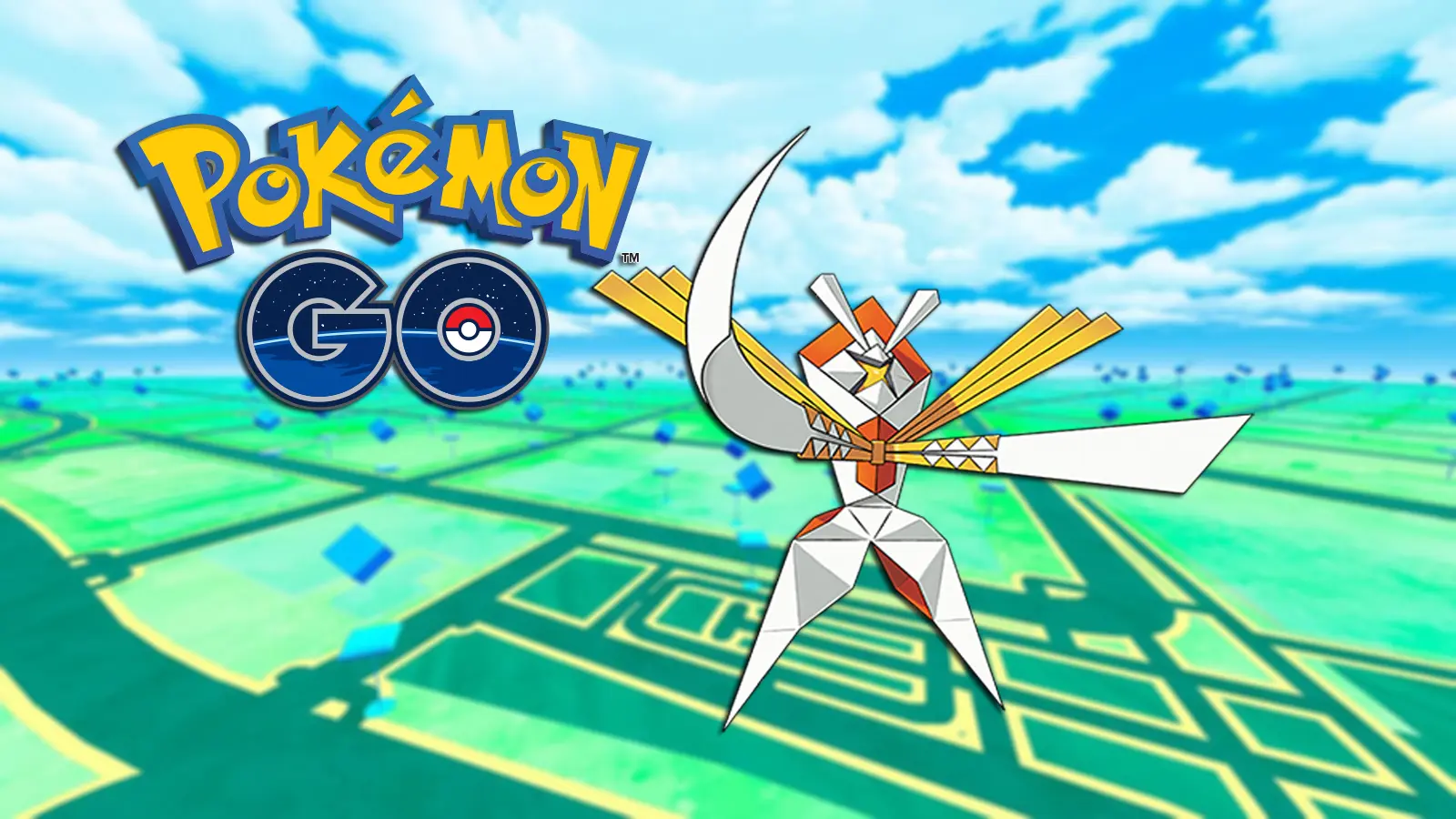 Kartana the Ultra Beast on Pokemon Go background