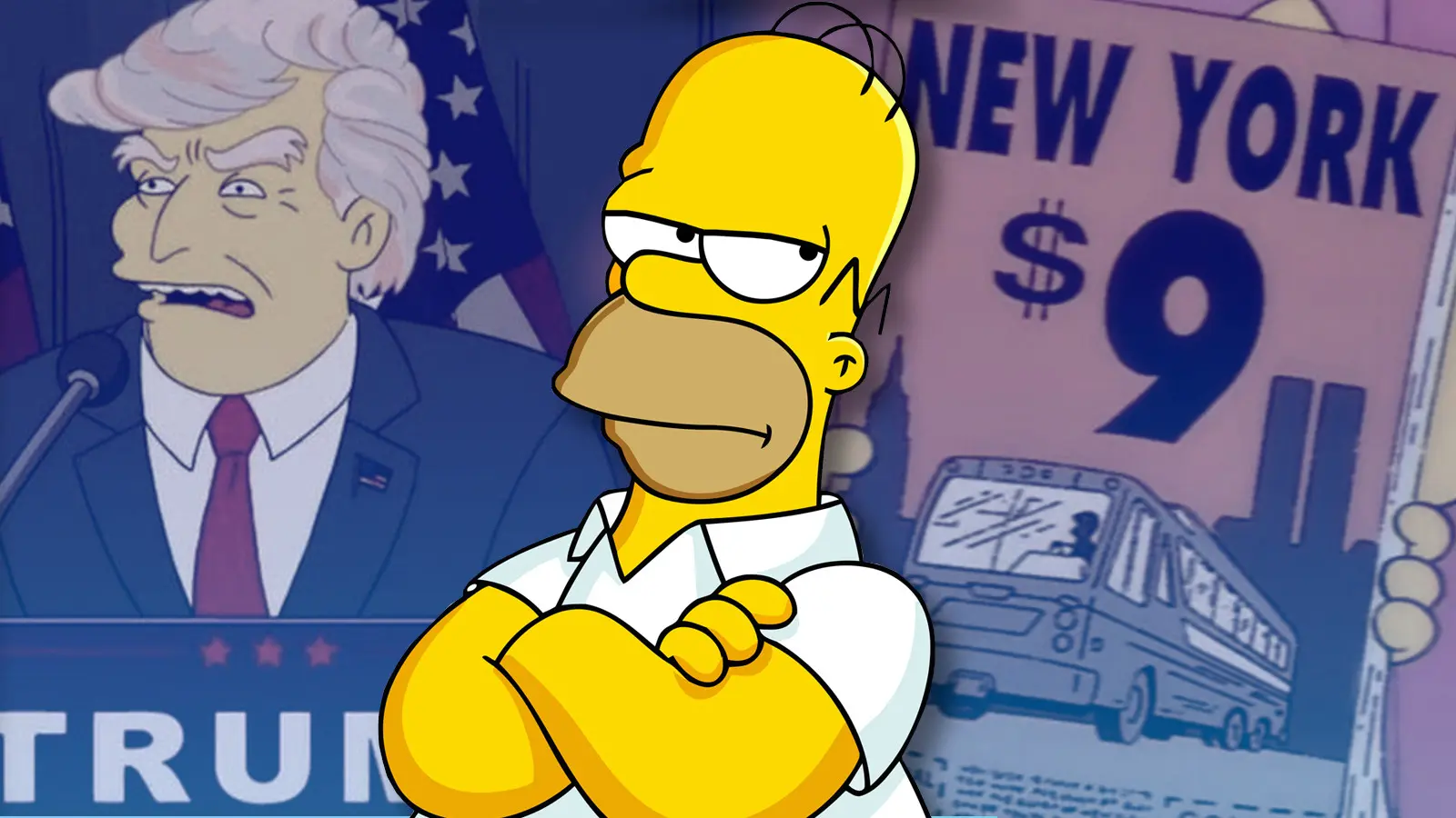 Homer Simpson looks annoyed at two of the show's biggest predictions.