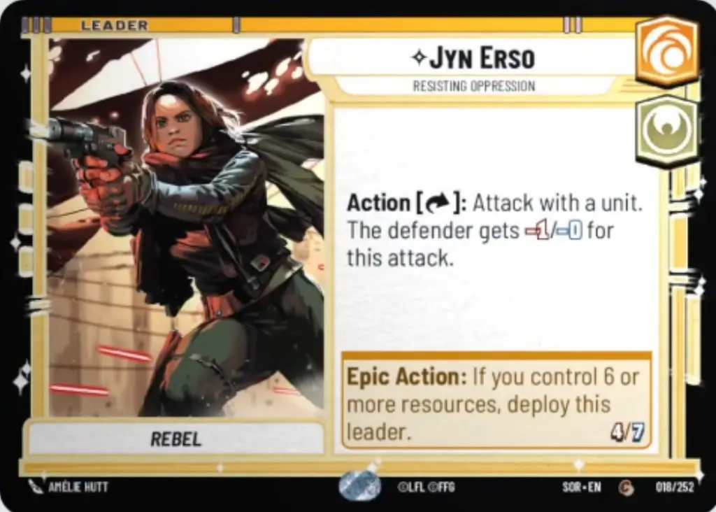 Star Wars Unlimited Jyn Erso Leader card