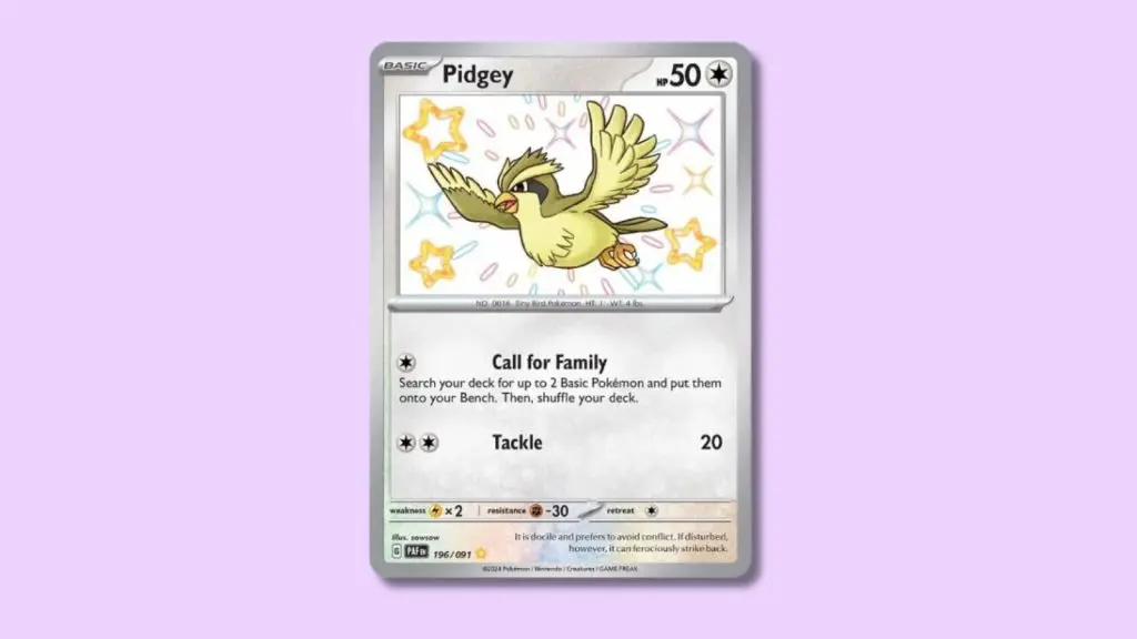 Pidgey from Paldean Fates.