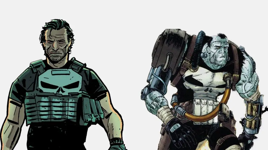 Frank Castle's classic Punisher look next to Franken Castle.