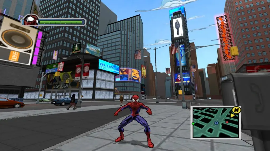 A screenshot from the game Ultimate Spider-Man