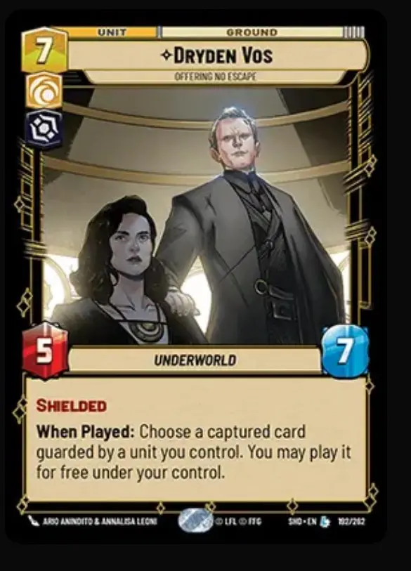 Dryden Vos Legendary card in Star Wars Unlimited