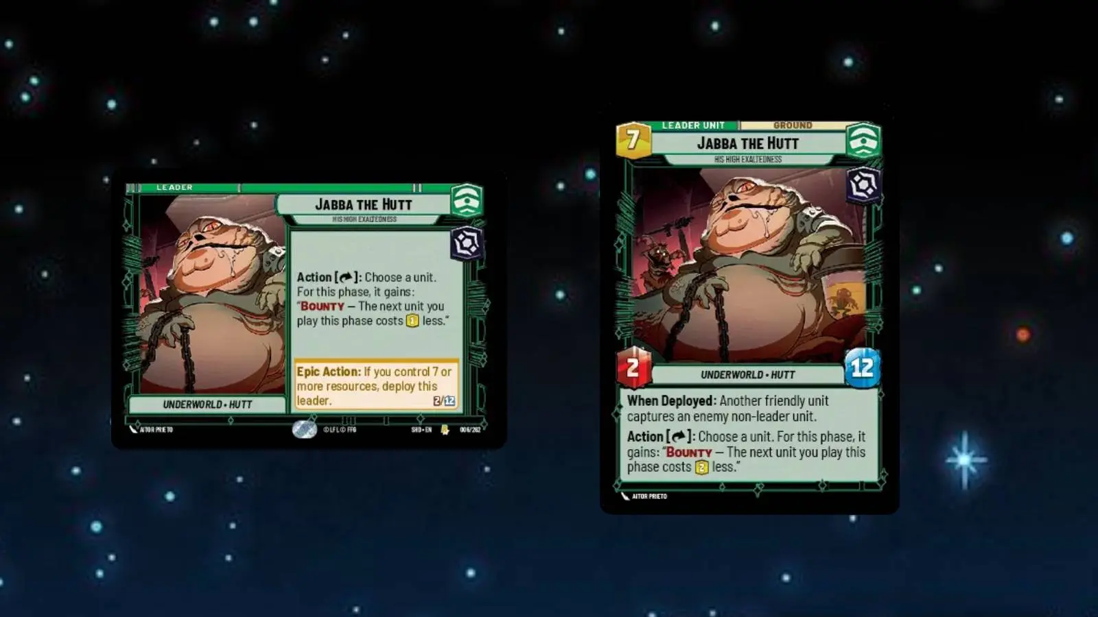 Jabba The Hutt Leader card in Star Wars Unlimited Set 2