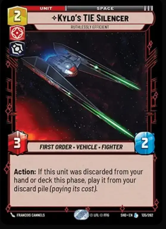 Kylo's TIE Silencer Legendary card in Star Wars Unlimited