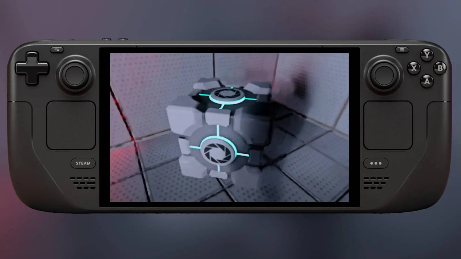 Screenshot of the Portal RTX mode by NightSightProductions running on Steam Deck, while on the screen of a Steam Deck.