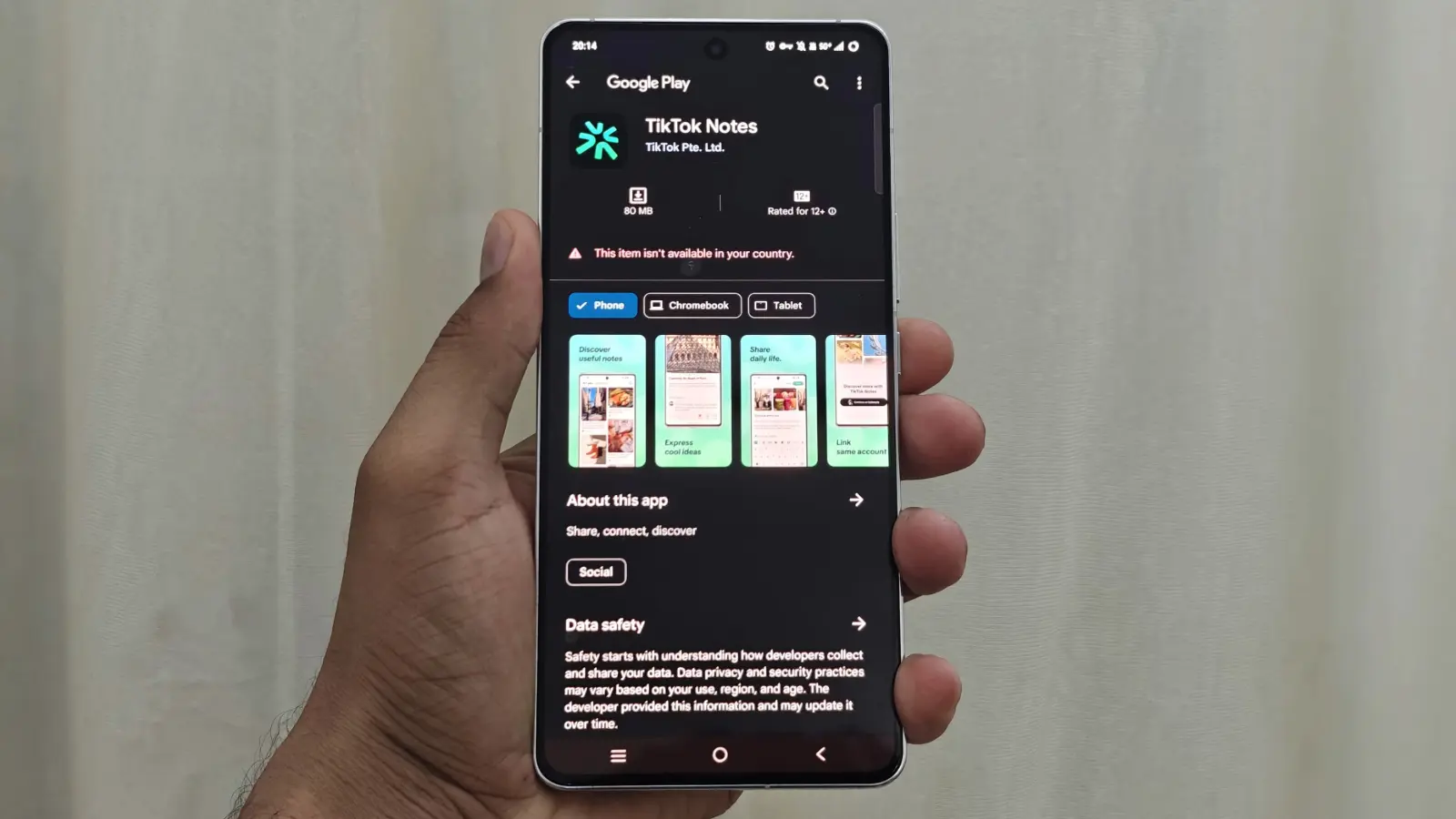 TikTok Notes on an Android phone