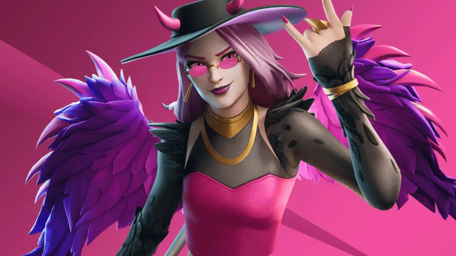 A screenshot featuring the Harpy Haze skin in Fortnite.