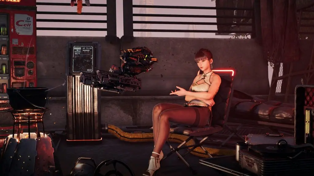 Eve sitting down with a Drone