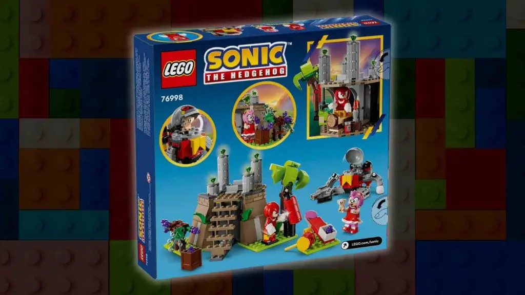 The 3. LEGO Sonic the Hedgehog Knuckles and the Master Emerald Shrine on a LEGO background