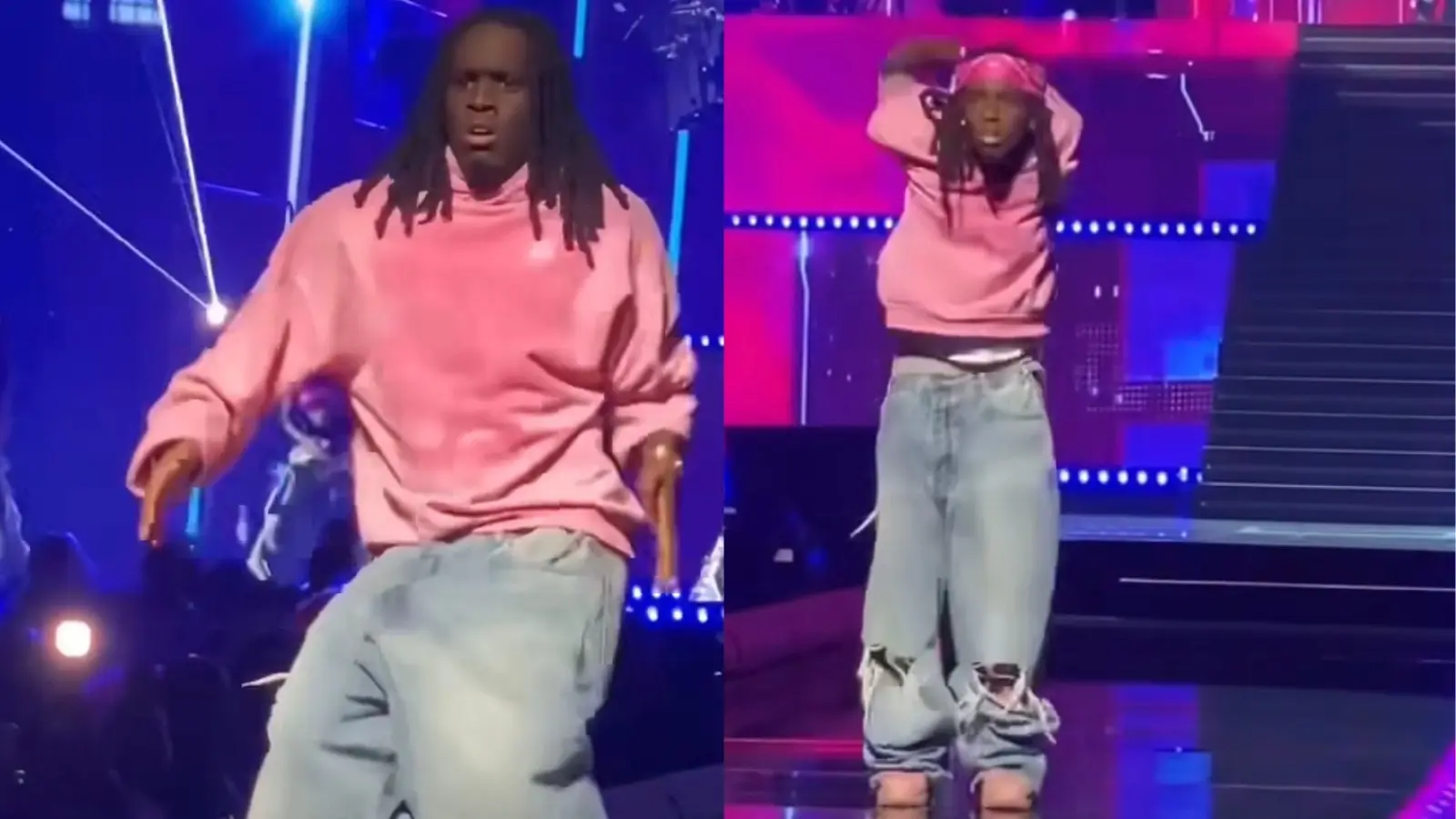 Kai centat dances on stage with Nick minaj