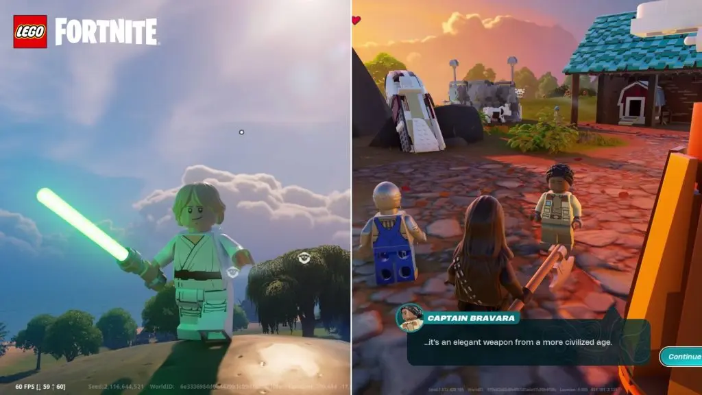 Equip a Lightsaber in LEGO Fortnite