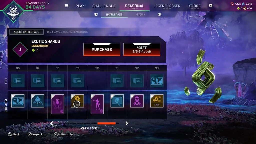 Exotic Shards, Apex Legends Battle Pass