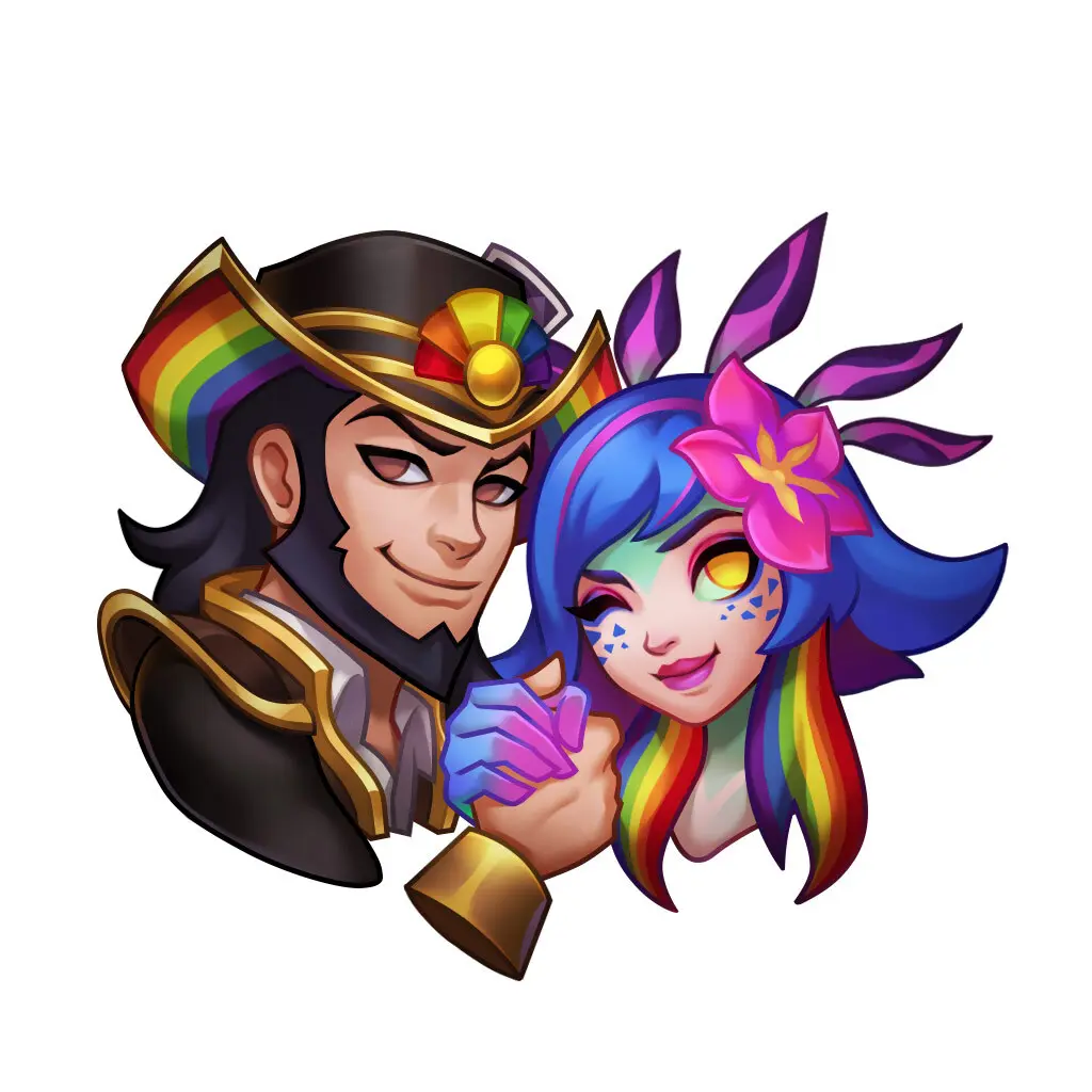 Neeko and TF in a Pride Emote for LoL