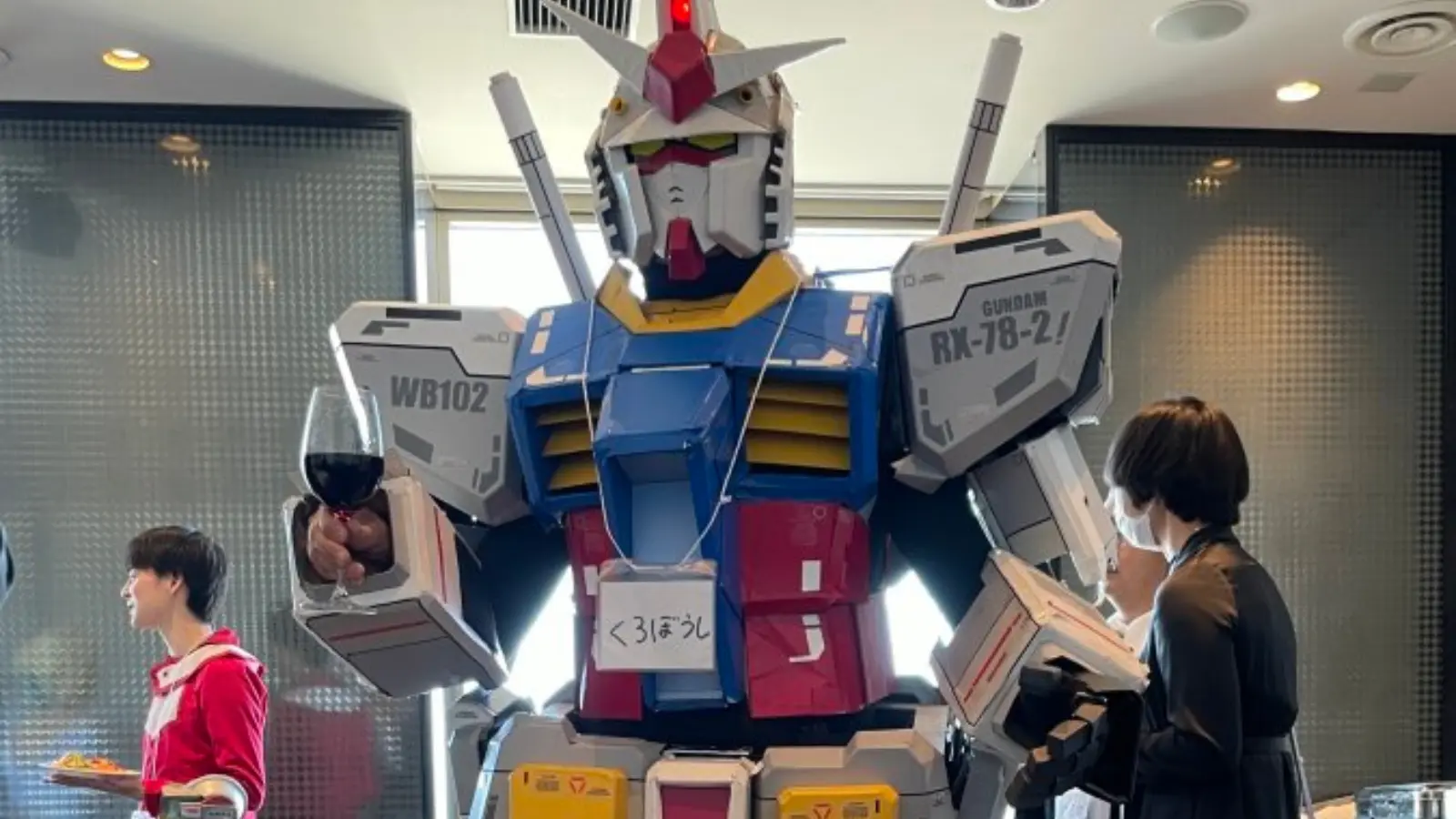 man wears gundam cosplay to wedding