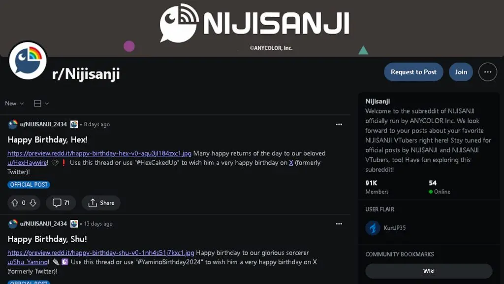 The official Nijisanji subreddit after it was made restricted.