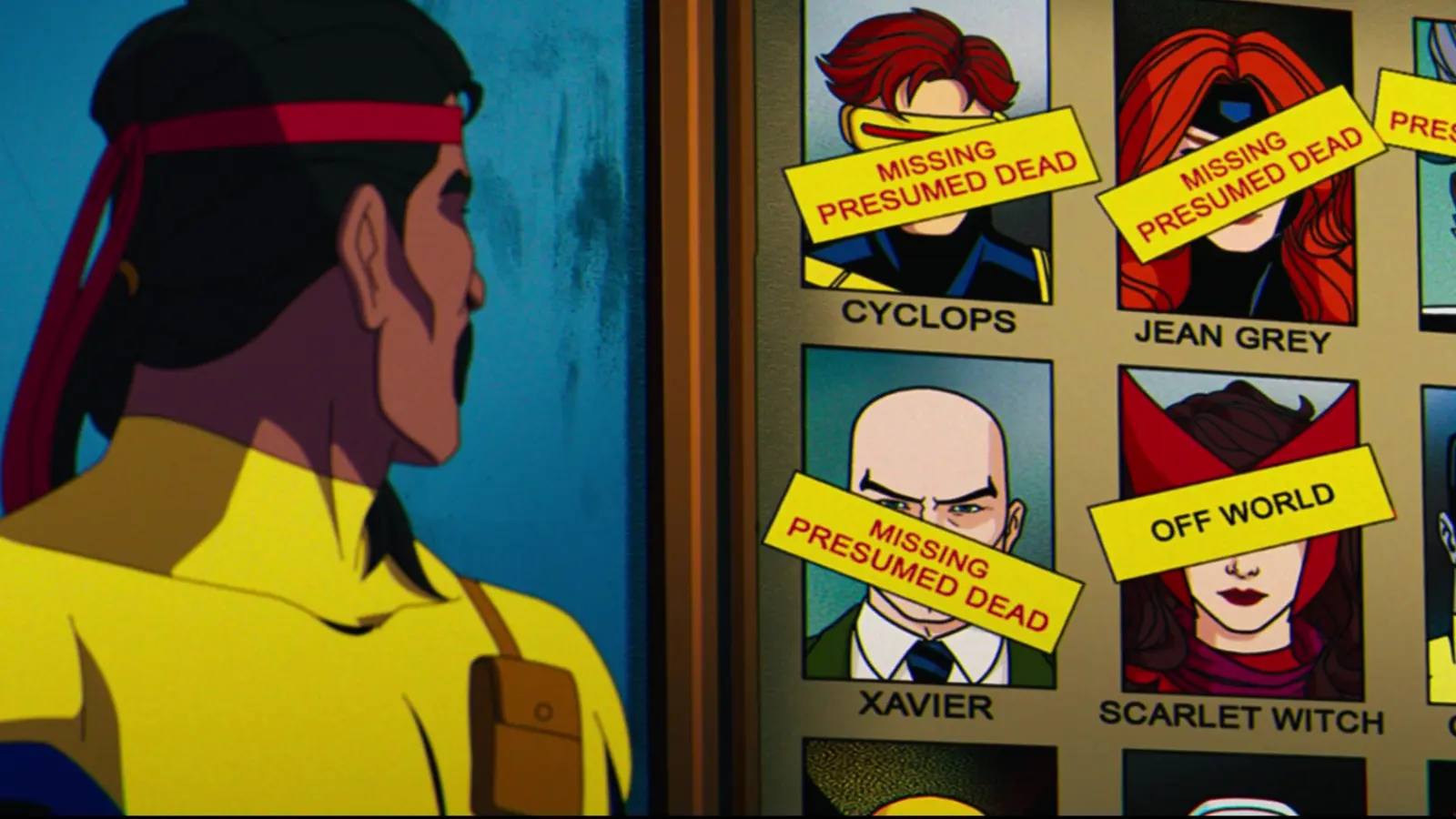 X-Men '97 Forge looking at a list of missing mutants