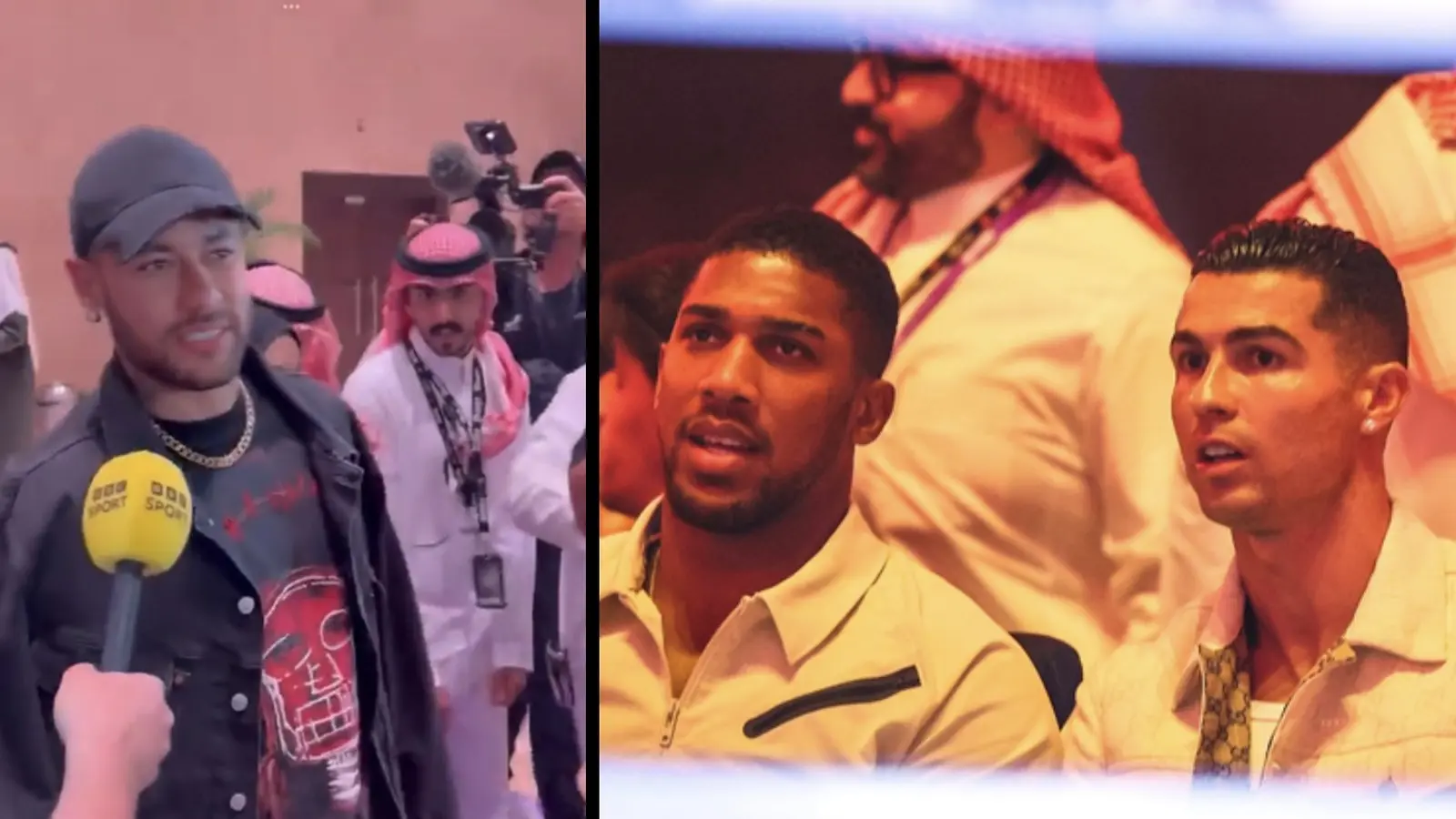 Famous footballers Cristiano Ronaldo and Neymar Jr. showed up to the Tyson Fury vs Oleksandr Usyk match