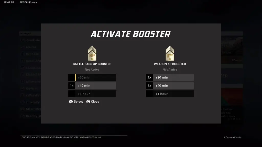 XDefiant booster screen