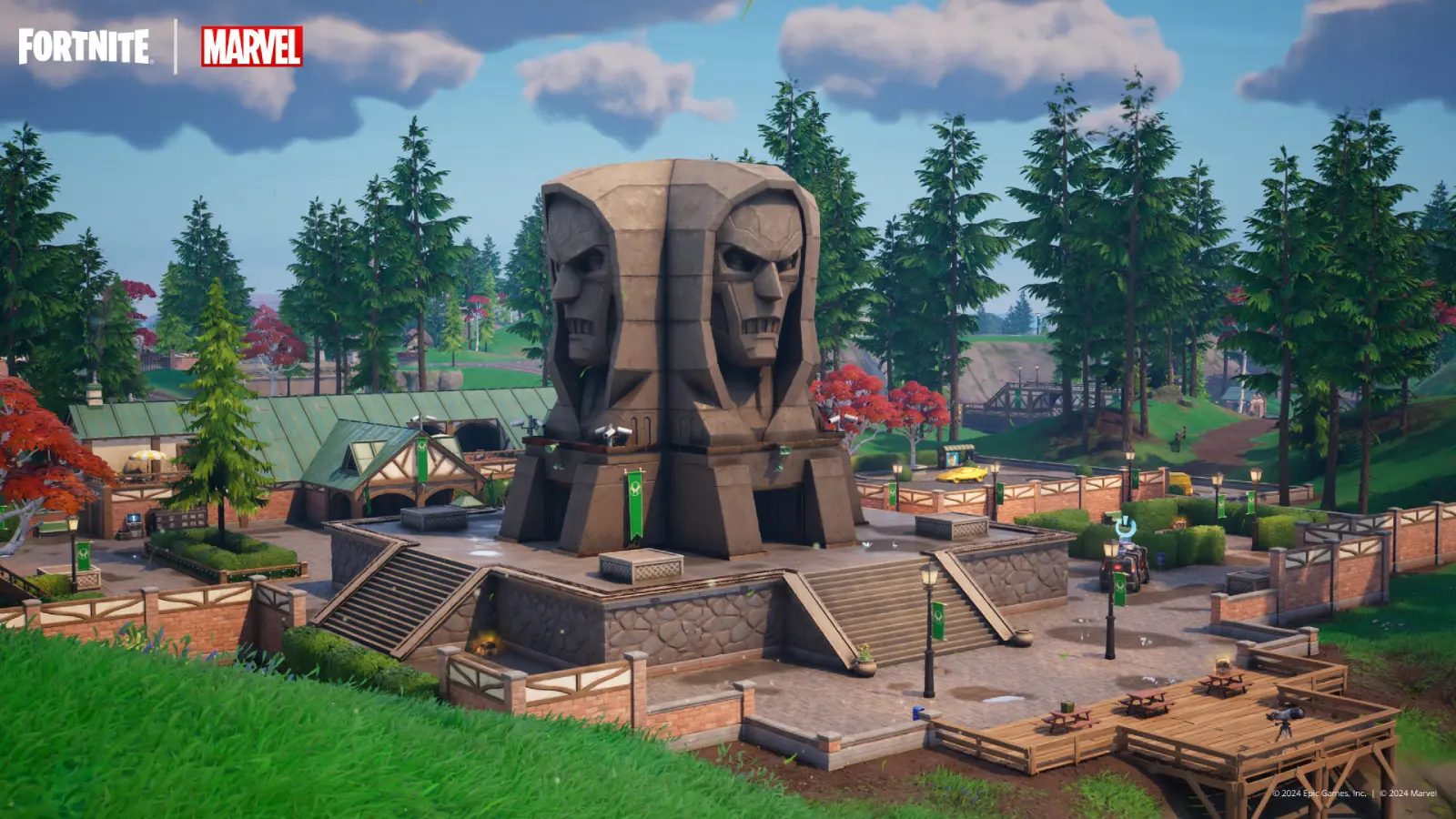 Fortnite Doom's Courtyard landmark.