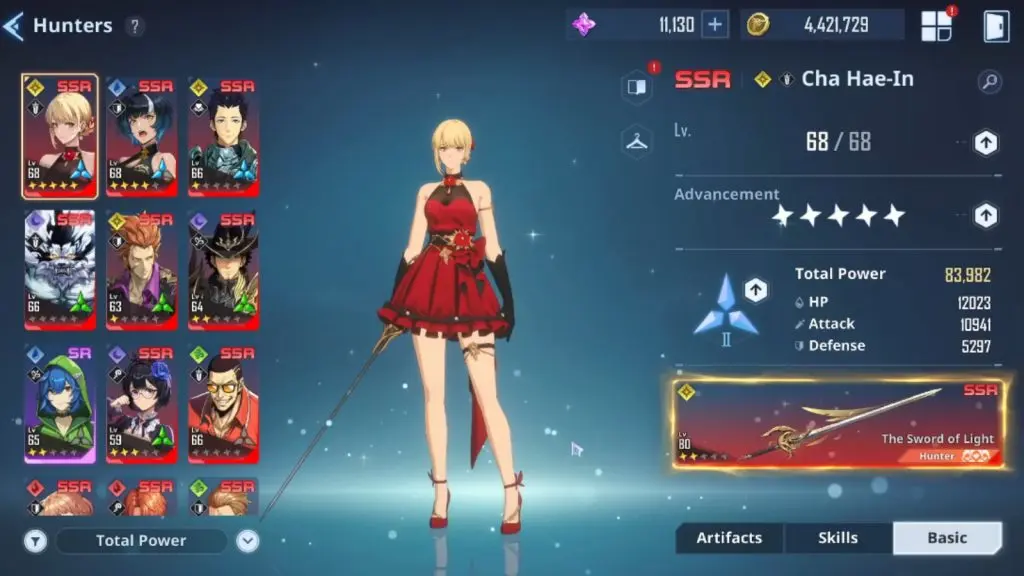 Chae Hae-In best stats in Solo Leveling: Arise