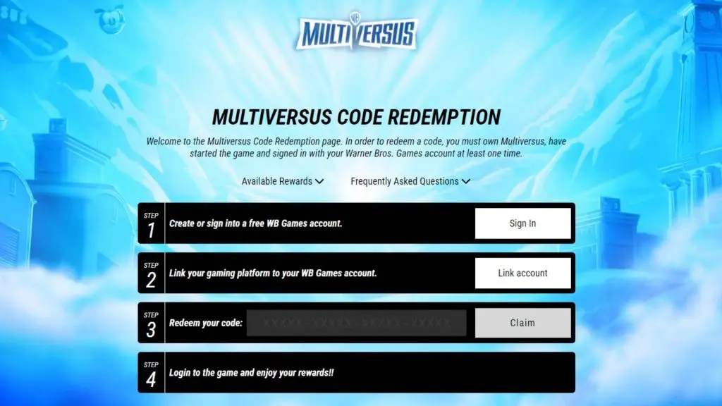 Multiversus code page