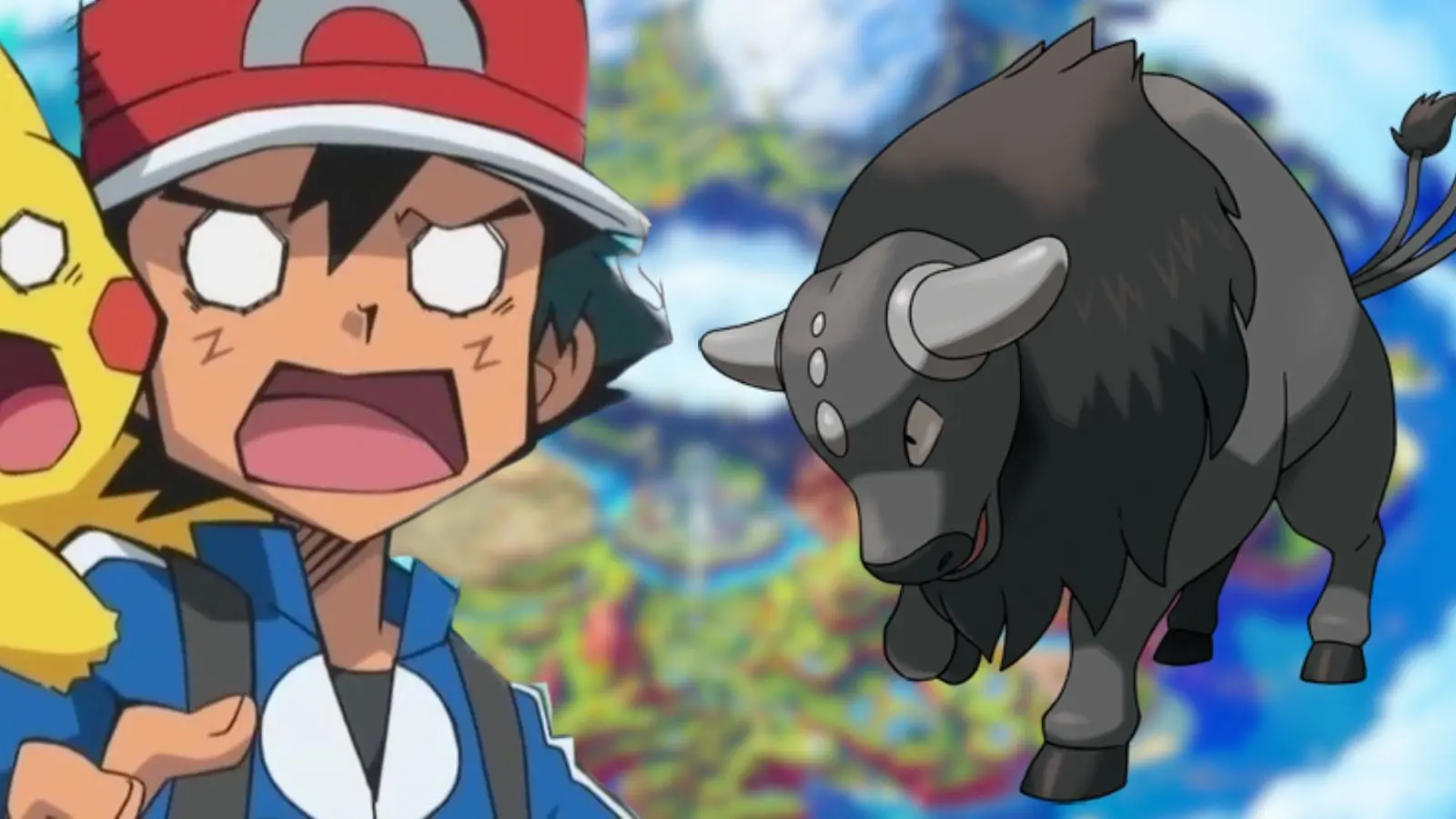 pokemon ash shocked paldean tauros