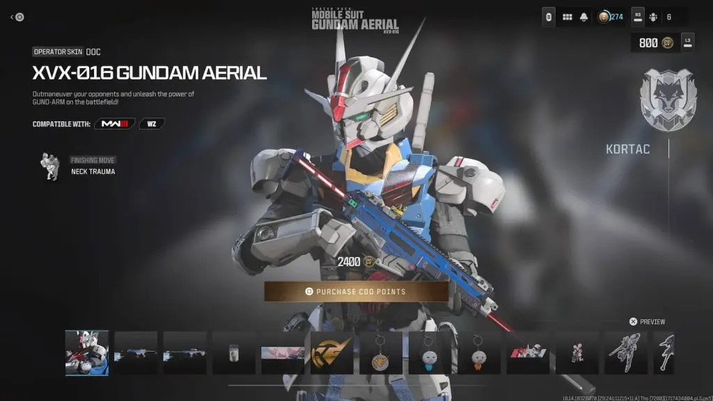 MW3 Aerial Gundam operator skin