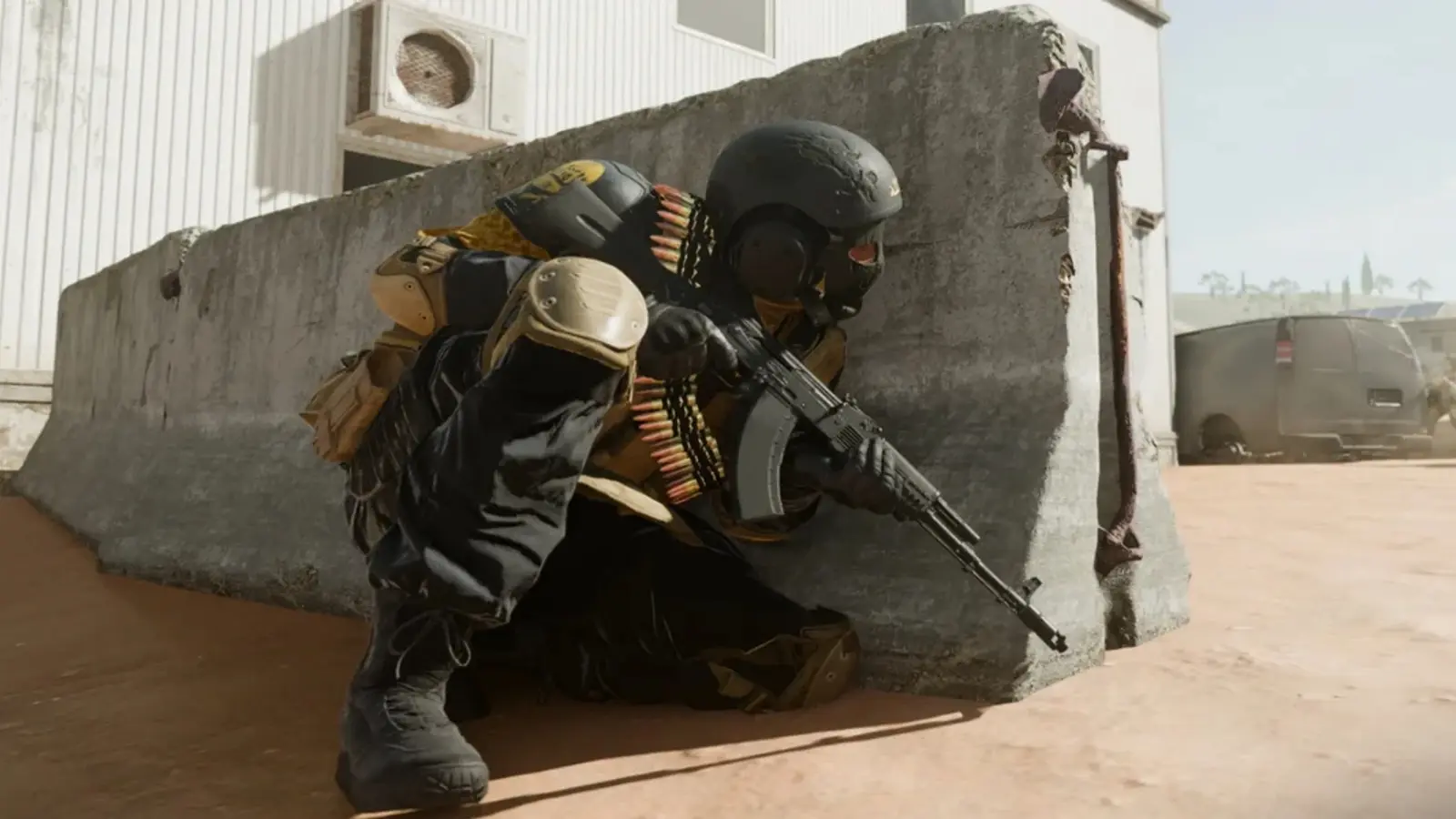 modern warfare 2 warzone operator holding kastov 762 behind blockade