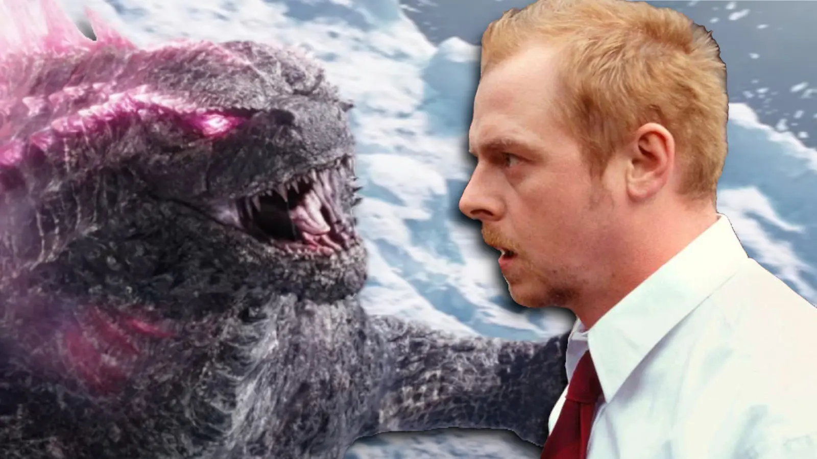 Simon Pegg and Godzilla