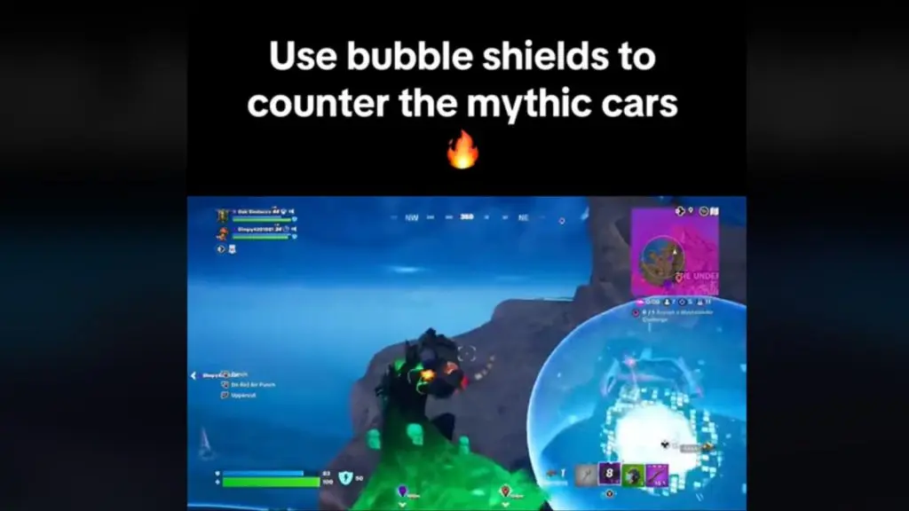 A screenshot featuring a Shield Bubble Jr. in Fortnite.