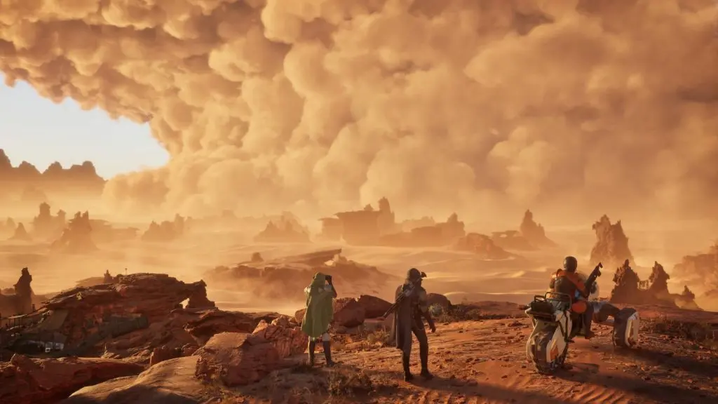 A huge sandstorm blows up in Dune: Awakening