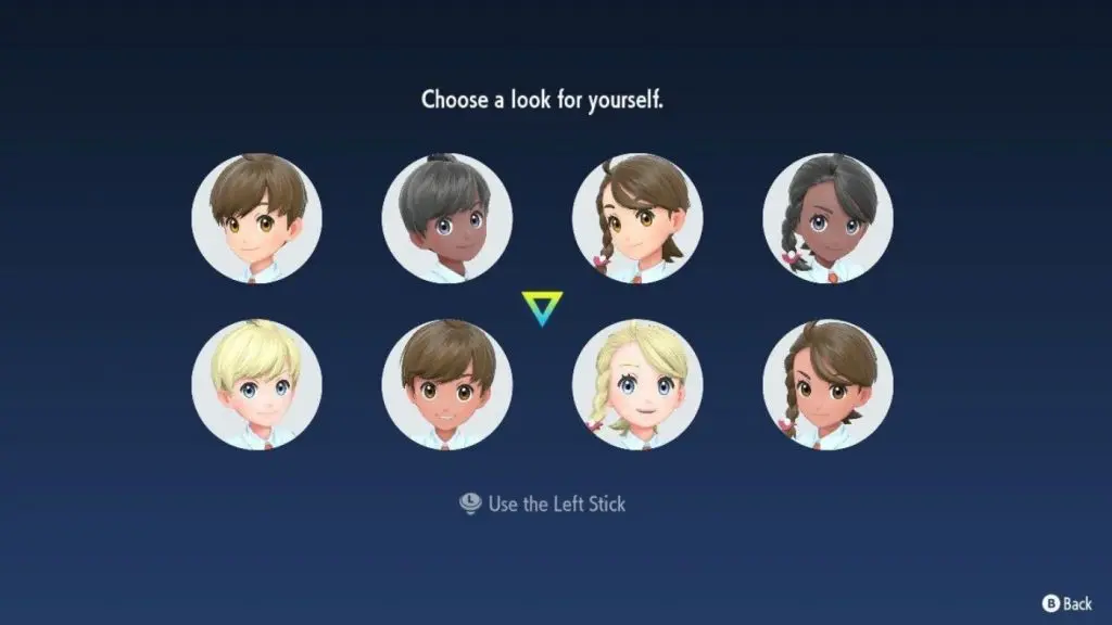 Pokemon Scarlet character creation screen.