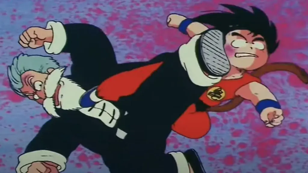 Goku vs Jackie Chun in the original Dragon Ball anime.