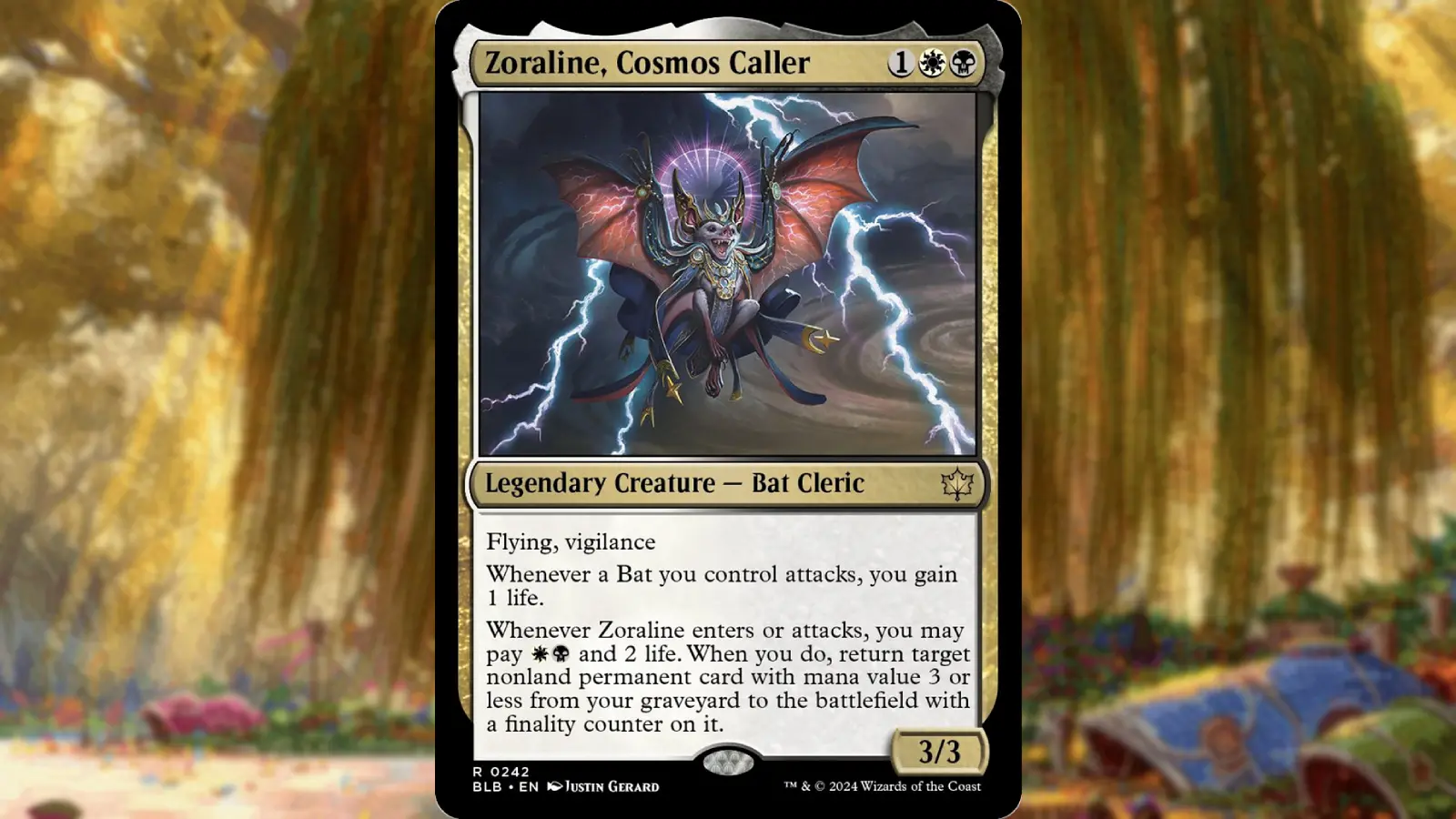 MTG Bloomburrow Zoraline Bat Commander card