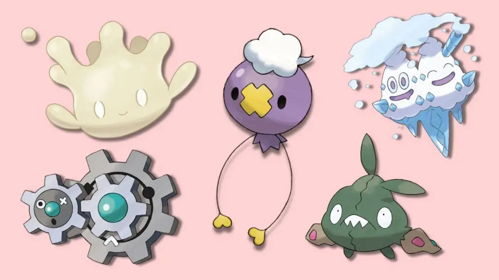 Milcery, Drifloon, Vanillite, Klang, and Trubbish.